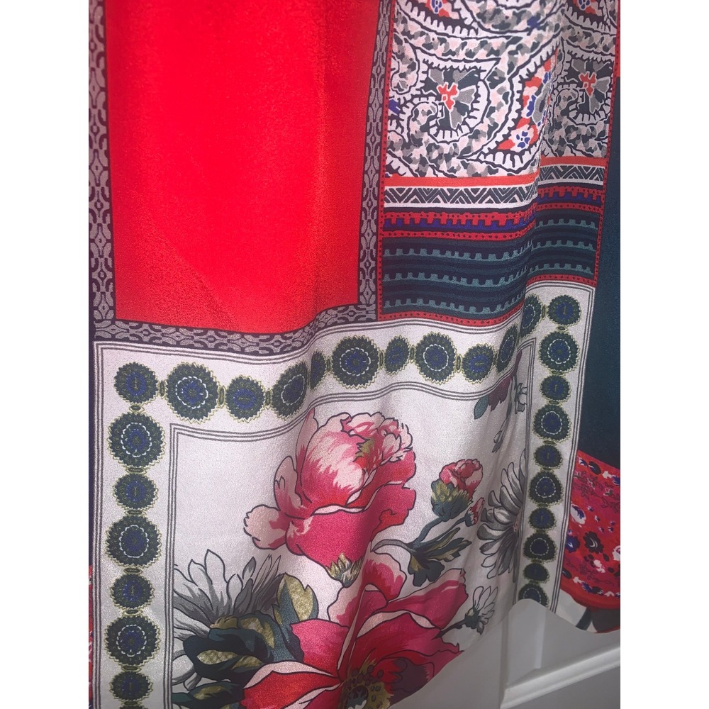 Vanessa Virginia Anthropologie Red Patchwork Floral Tassel Sleeve Boho Dress S - Picture 9 of 14